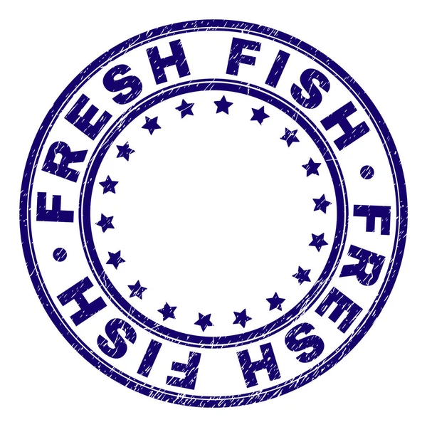 Grunge texturizado FRESH FISH sello redondo — Vector de stock