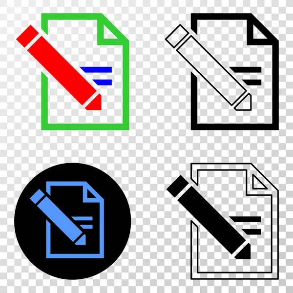 Editar página de texto Vector EPS Icono con la versión de contorno — Archivo Imágenes Vectoriales