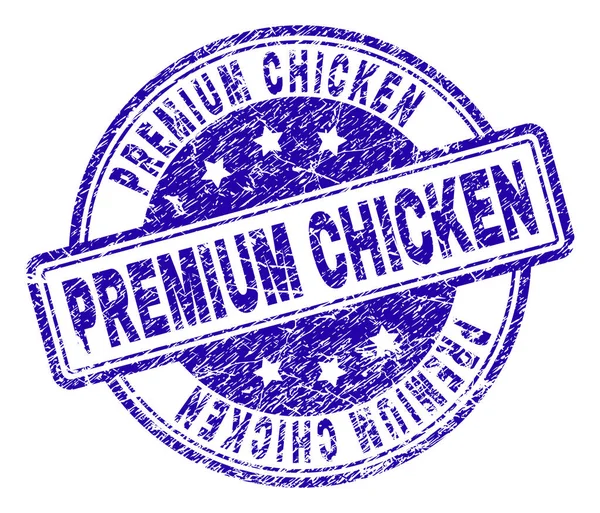 Sceau de timbre PREMIUM CHICKEN texturé rayé — Image vectorielle