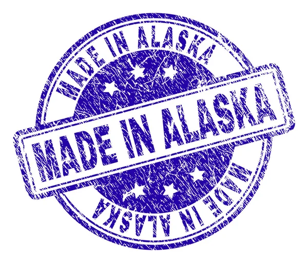 Sello texturizado rayado HECHO EN ALASKA — Vector de stock