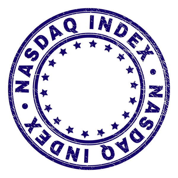 Grunge texturerat Nasdaq-Index runt stämpelplatta — Stock vektor