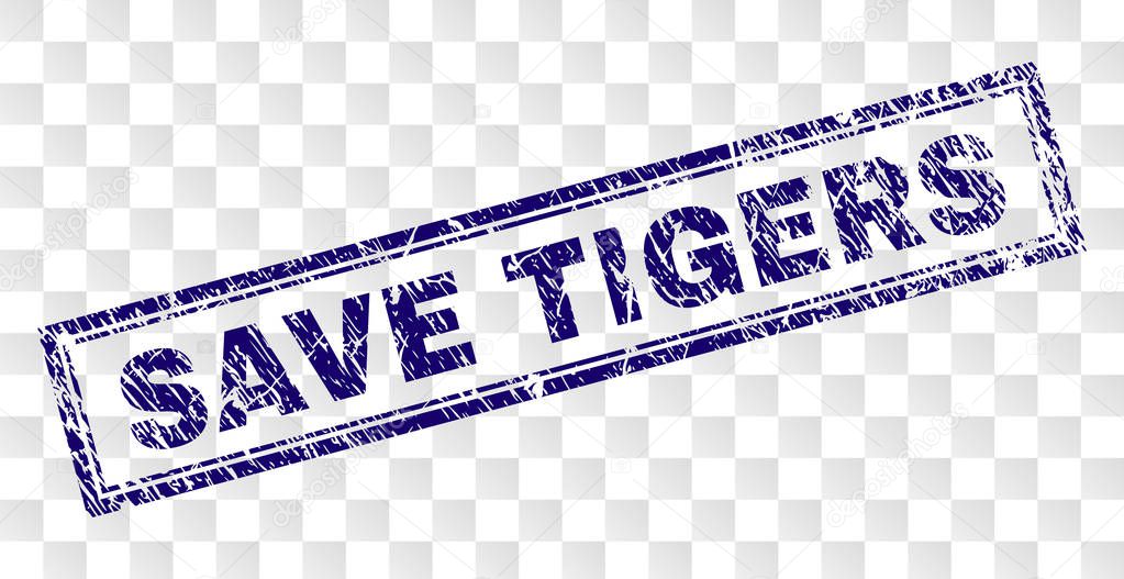 Grunge SAVE TIGERS Rectangle Stamp