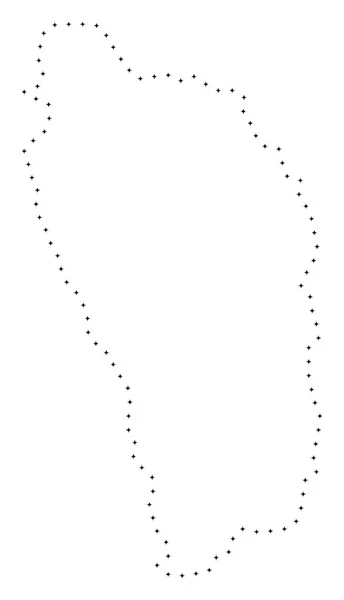Carte de l'île de Dominique à pointillés — Image vectorielle