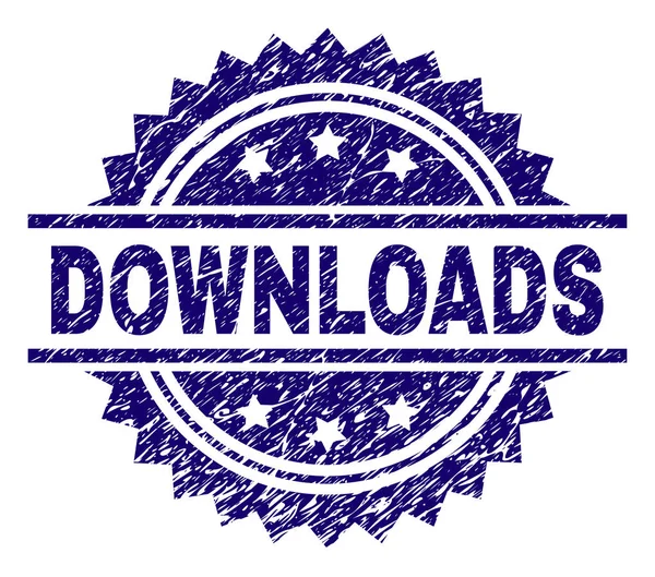 Gekraste getextureerde Downloads stempel-zegel — Stockvector