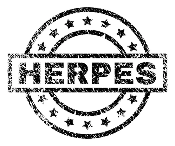 Sello de sello de HERPES texturizado rayado — Vector de stock