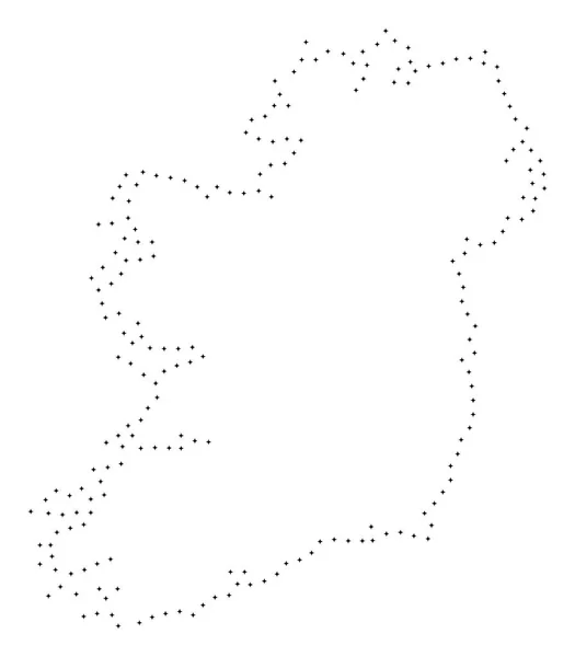 Dot Stroke Ireland Island Map — Stock Vector