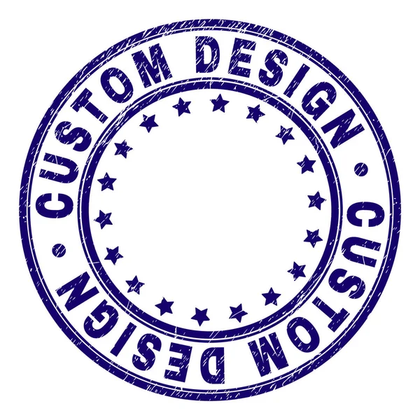 Selo de carimbo redondo texturizado riscado do projeto do CUSTOM —  Vetores de Stock