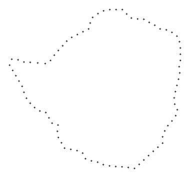 Nokta kontur Zimbabve Haritası