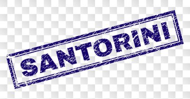 Grunge Santorini dikdörtgen damgası