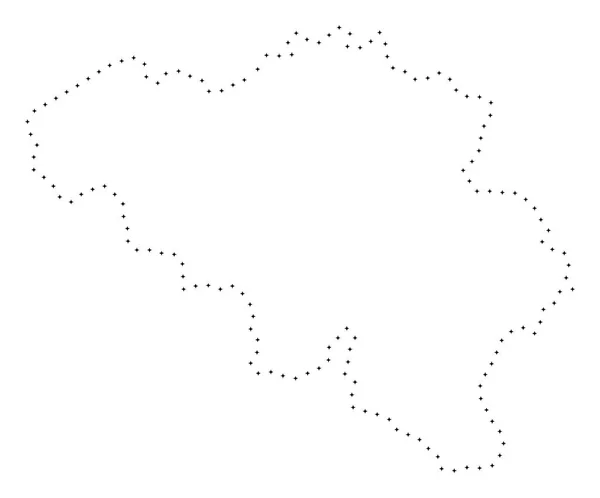 点線ストローク ベルギー地図 — ストックベクタ