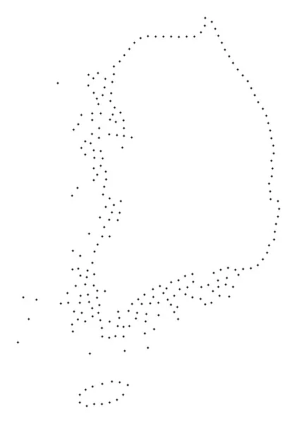 Carte de Corée du Sud Dot Stroke — Image vectorielle