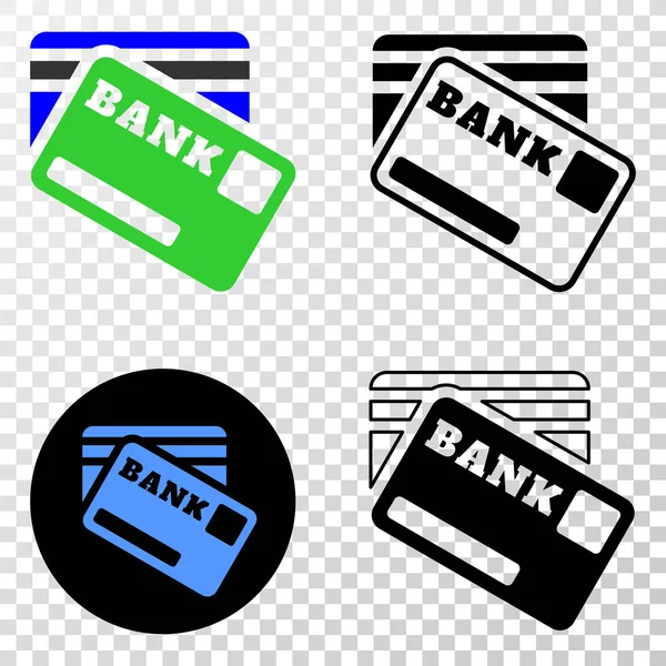 Bank Cards Vector EPS Icon with Contour Version — Stock Vector