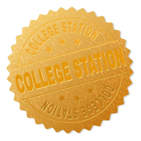 Gold COLLEGE STATION Badge Stamp — Stock Vector