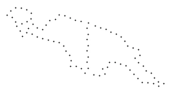 Dot Stroke Nuova Guinea Paesi Mappa — Vettoriale Stock