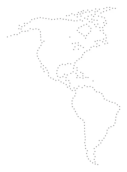 Cartina punteggiata dell'America del Nord e del Sud — Vettoriale Stock