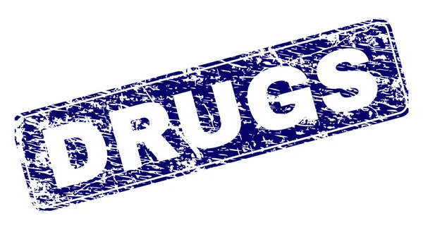 Grunge DRUGS Timbre rectangulaire arrondi encadré — Image vectorielle