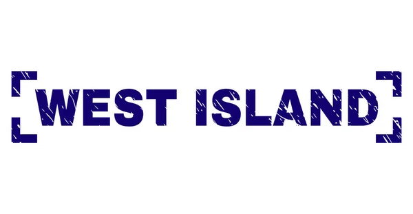 Γδαρμένο ελαστικοποιημένων δυτικό νησί σφραγίδα σφραγίδα μεταξύ γωνιών — Διανυσματικό Αρχείο