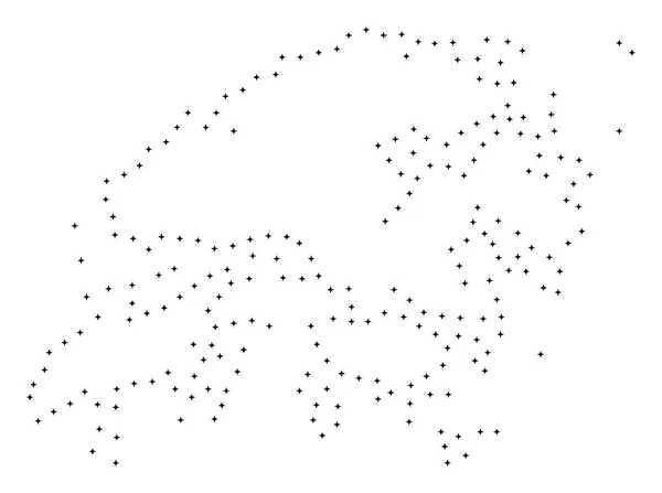 矢量笔划点缀香港地图在黑色 小边界点有钻石形状 沿着路径点 并获得香港地图 香港地图测验的教育地理草图 — 图库矢量图片