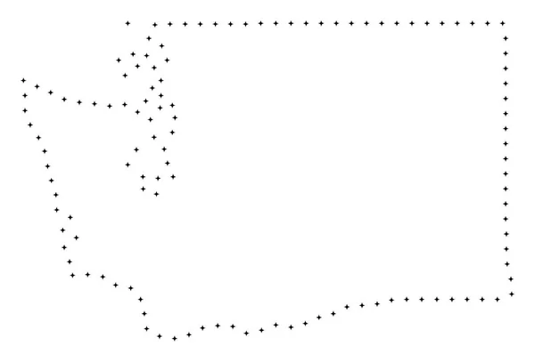 Dot Stroke Mapa del estado de Washington — Vector de stock