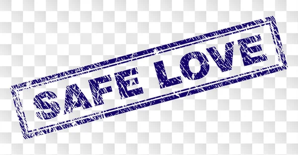 Подряпаний SAFE LOVE Прямокутник Штамп — стоковий вектор