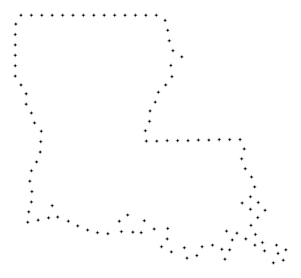 Mapa del estado de Louisiana Dot Stroke — Vector de stock