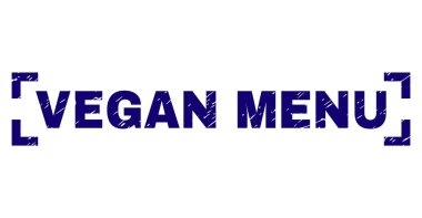 Dokulu Vejetaryen menü damga mühür köşeler arasında çizik