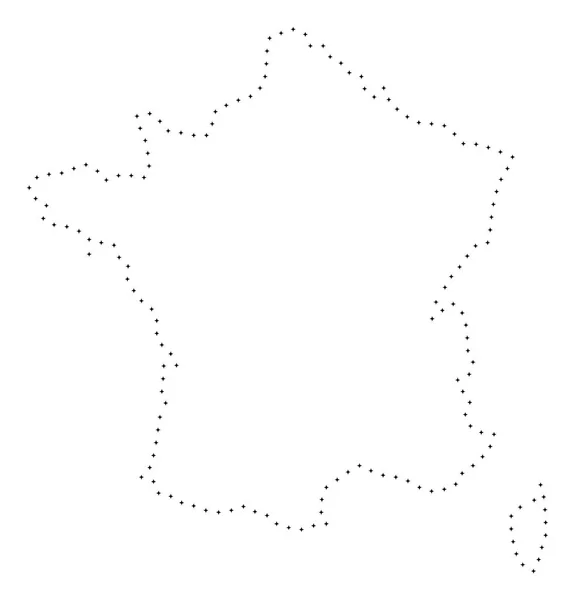 Gepunktete Strichmarkierung Frankreich Karte — Stockvektor