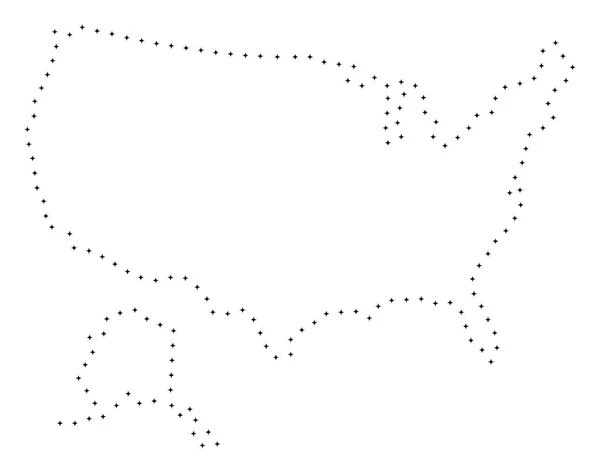 Dot Stroke EE.UU. y Alaska Mapa — Archivo Imágenes Vectoriales