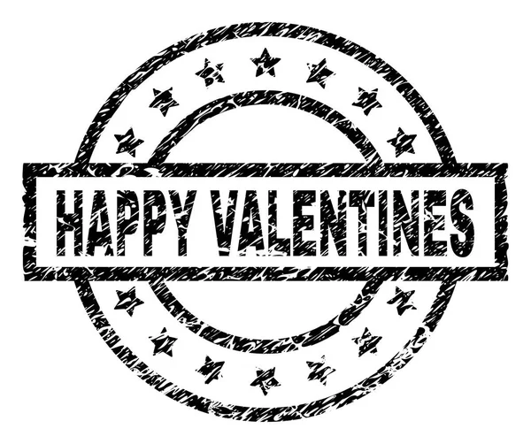 긁힌된 질감된 행복 한 발렌타인 스탬프 인감 — 스톡 벡터