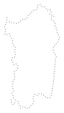 Nokta kontur İtalyan Sardunya Adası Haritası