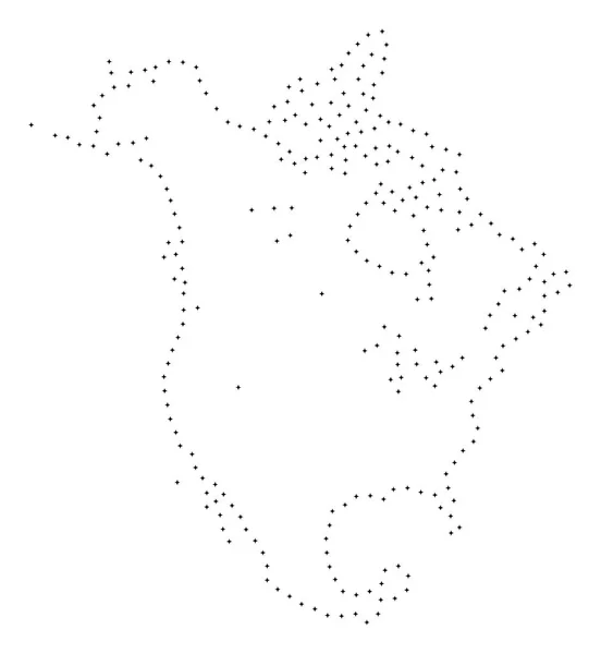 Gepunkteter Strich Nordamerika v2 Karte — Stockvektor