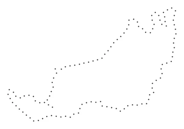 点線ストローク マレーシア サラワク州地図 — ストックベクタ
