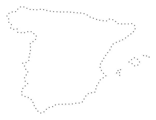 Gestippelde lijn Spanje kaart — Stockvector