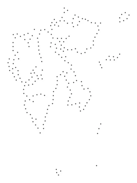 Карта Острова Шпицберген Чёрном Цвете Небольшие Пограничные Точки Имеют Бриллиантовую — стоковый вектор