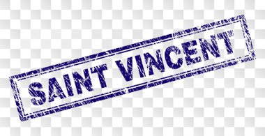 Saint Vincent damga grunge tarzı ile baskı mühür ve çift dikdörtgen çerçeveli. Damga şeffaf bir arka plan üzerine yerleştirilir. Mavi vektör kauçuk baskı kirli doku ile Saint Vincent başlık.