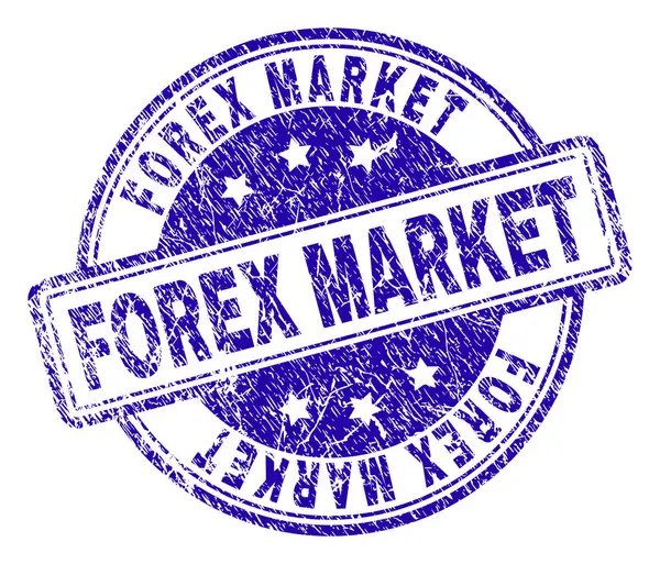 Selo de carimbo texturizado riscado FOREX MARKET — Vetor de Stock