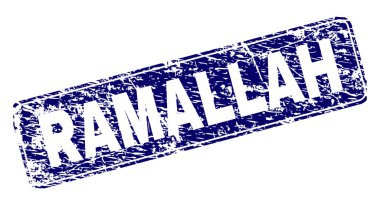 Yuvarlatılmış dikdörtgen damga çizilmiş Ramallah çerçeveli