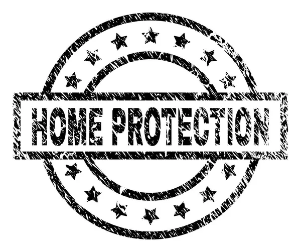 Scratched Textured HOME PROTECTION Stamp Seal — Stock Vector