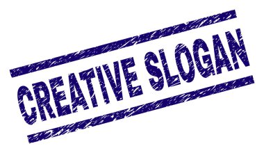 Dokulu yaratıcı sloganı damga mühür çizik
