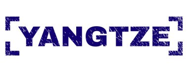 Yangtze etiket mühür doku ile yazdırma. Metin resim yazısı köşeleri yerleştirilir. Mavi vektör kauçuk baskı Yangtze retro doku ile.