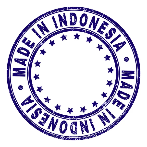 Γδαρμένο ελαστικοποιημένων φτιαγμένο στην Ινδονησία στρογγυλή σφραγίδα σφραγίδα — Διανυσματικό Αρχείο