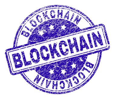 Blockchain damga mühür grunge dokulu