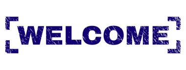 Dokulu hoş geldiniz damga mühür köşeleri içinde çizik