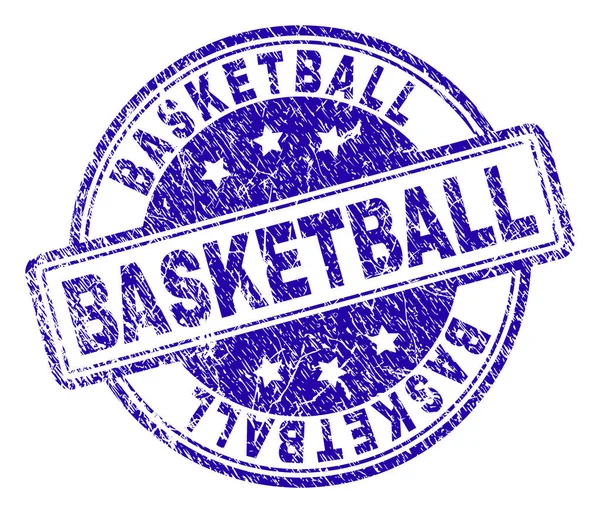 Texturált kosárlabda pecsétbélyeg karcos — Stock Vector