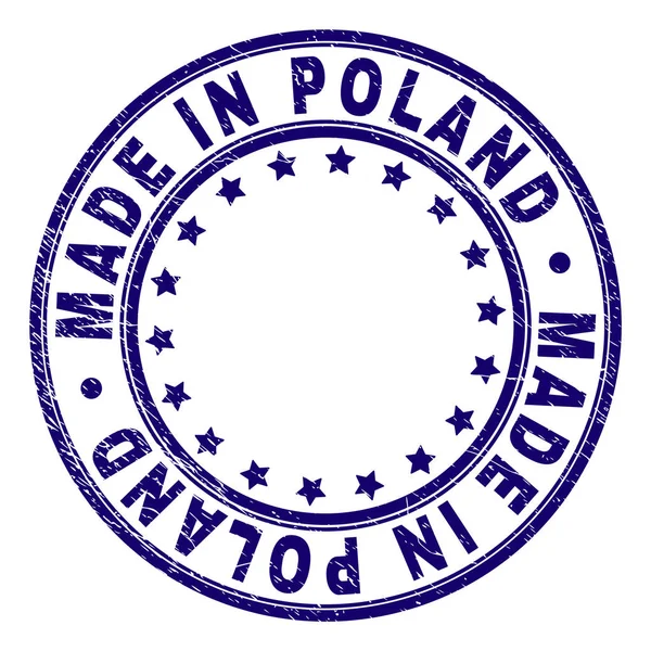 Raspadinha texturizada feita na Polônia Selo de carimbo redondo — Vetor de Stock