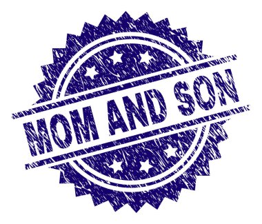 Anne ve oğlu damga mühür grunge dokulu