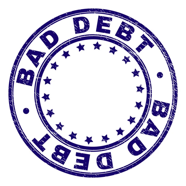 Sceau de timbre rond BAD DEBT texturé rayé — Image vectorielle