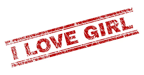 Grunge Texturé I LOVE GIRL Stamp Seal — Image vectorielle