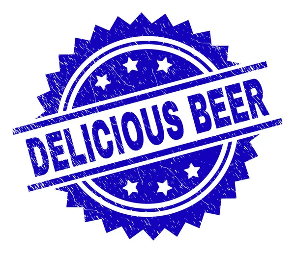 Selo de selo de cerveja DELICIOUS texturizado riscado — Vetor de Stock