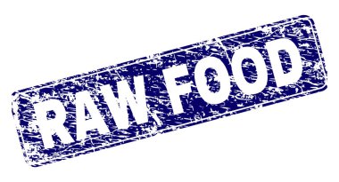 Yuvarlatılmış dikdörtgen damga grunge çiğ gıda çerçeveli